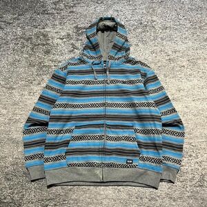 Zoo York Zip Up Hoodie Mens XL Gray Blue Vintage Y2K Grunge Skater Sweatshirt